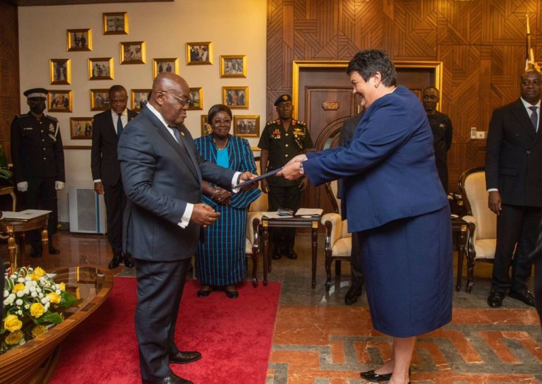 U.S. Ambassador Virginia Palmer Presents Credentials to President Nana Addo Dankwa Akufo-Addo