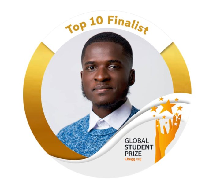 Mathias Yabe ; the only African named for the $100k Chegg.org Global Student Prize